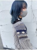 【オダオススメ！】ミディアムボブウルフ×インディゴブルー