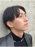 【大人ニュアンスパーマ、前下がりマッシュセンターパート】