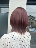 ピンクカラー×ミディアムレイヤー