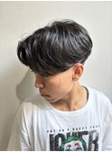 センターパートニュアンスツーブロックパーマ