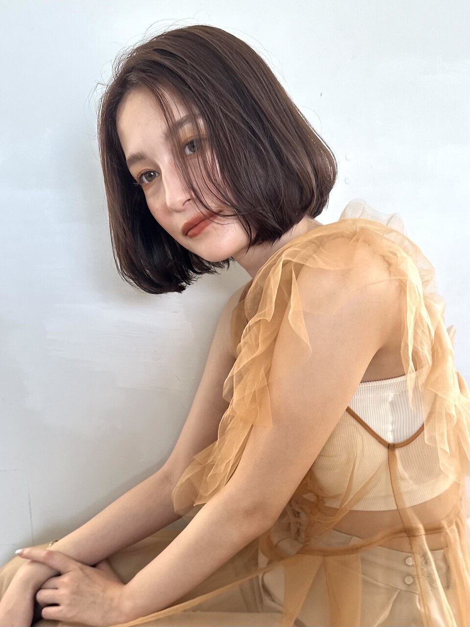 艶髪ピンクベージュ/小顔ボブ/表参道/原宿