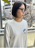 センターパートの大人ボブ