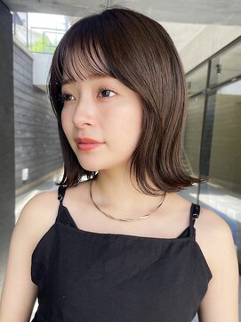 ガーデンヨコハマ(GARDEN YOKOHAMA) 切りっぱなし レイヤーボブ くびれヘア ココアブラウン外ハネ