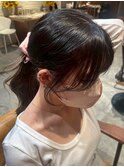 ダークブラウン/ポニーテールアレンジ/まとめ髪/おくれ毛/モテ髪