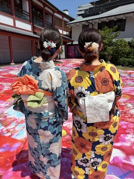 道後着物 浴衣レンタル簡単ヘアセット