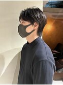 センターパート　メンズヘア　メンズウルフ　/中西