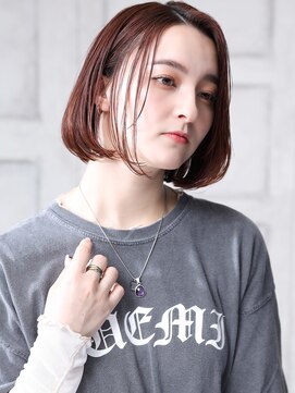 クラッチ 名古屋(CLUTCH) 大人可愛い小顔美髪ツヤ髪センター分ボブカシスレッドA4