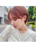透明感暖色カラー×束感ショート×小顔矯正立体カット