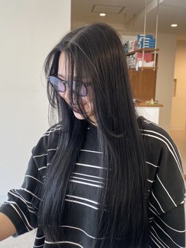 オフブラック/ブラック/黒髪ロング/ロング/ロングヘア/韓国ヘア