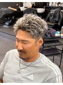 ワンカールパーマ×オールバックスタイル