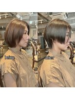 髪質改善と縮毛矯正の専門店 サンティエ(scintiller)&nbsp;大人綺麗な小顔襟足スッキリショートボブ　30代40代50代
