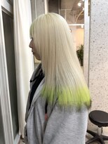 ラニヘアサロン(lani hair salon)&nbsp;ブロンド×ライムグリーン×ブラック/デザインカラー/裾カラー/