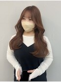 オレンジブラウン/艶髪/顔周りカット/天神韓国ヘア