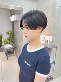 大人可愛い20代30代40代黒髪前下がりショートボブ丸みショート◎