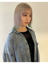 ニコフクオカヘアーメイク(NIKO Fukuoka Hair Make)&nbsp;裾カラー/ライムグリーン/切りっぱなしボブ