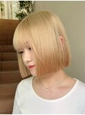 韓国ヘア顔周りレイヤーカットミディアムレイヤーハイトーンボブ