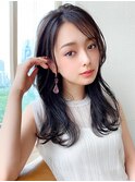 シャギーレイヤー韓国ワンホンヘアシースルーぱっつん前髪