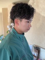 プリモ ココ 鍋島店(Primo coco.)&nbsp;ツイストスパイラルパーマ ツーブロック 黒髪 束感 20代