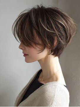 白髪ぼかし脱白髪染め似合わせショートボブ40代50代60代♪