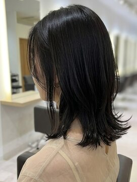 フレイムス ヘアアンドリラックス 吉川店(Frames hair&relax) くびれミディアムボブ20代30代40代◎前髪なし黒髪くびれ吉川