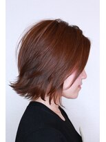 ヘアーサロン ビー(hair salon b.)&nbsp;レイヤーボブ　ピンクブラウン　　レッドブラウン　外ハネ