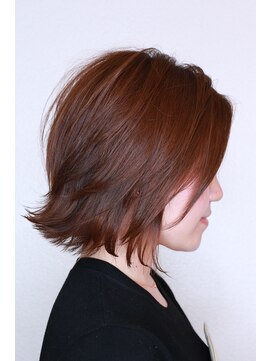 ヘアーサロン ビー(hair salon b.) レイヤーボブ ピンクブラウン レッドブラウン 外ハネ