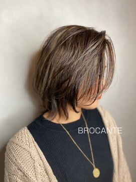 ラトリエ ブロカント 立川北口店(L'atelier BROCANTE) バレイヤージュ グラボブ ショート シークレットハイライト 小顔