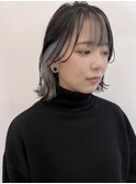 20代30代大人可愛い透明感インナカラーネイビーボブアッシュ