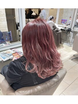 ティエル(TieLu) チェリーレッド×波ふわ巻き×塩基性MIX