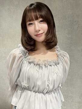 アイトーキョーエス 渋谷(AI TOKYO S) ミディアムレイヤー透明感オレンジブラウンワイドバング渋谷