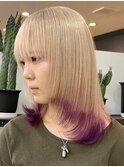 ホワイトベージュパープル[新宿駅/ボブルフ/ダブルカラー/小顔] 