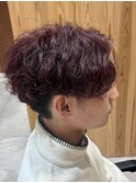 赤髪×センターパートスパイラル