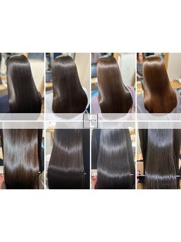 ―縮毛矯正で憧れの艶髪へ―。柔らかく自然な仕上がりの縮毛矯正で、思わず触れたくなるような仕上がりに♪