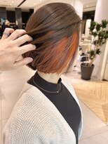 ステアケース ギンザセブン(stair:case ginza7)&nbsp;インナーカラーオレンジまとまる前下がりボブ