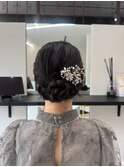 編み込みアップスタイルヘアセット成人式ヘアセット前髪カット