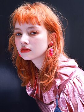 ビートス(BEAT S) 【BEAT S】オレンジカラー×酸性パーマ×眉上バング