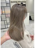 韓国顔まわりレイヤーカットグレージュオリーブベージュブラウン