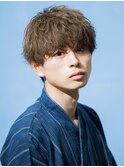 韓国ヘアカルマパーマコンマバングセンターパート黒髪ウルフ