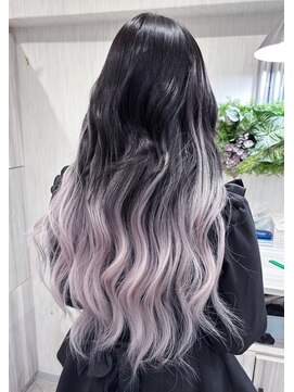 ミーヘアサロン 東京 池袋(MI HAIR SALON) 小顔20代30代外国人風カラー/ピンクバレイヤージュ/羽エクステ