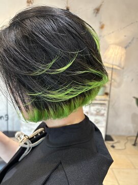 ディプティック ヘアー チェンジ ミュージアム(diptych Hair Change Museum) エンドカラー/ライトグリーン/裾カラー/滋賀/南草津