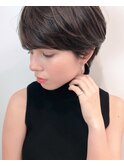 【エッジショートデザインカラー丸みショート無造作カール】
