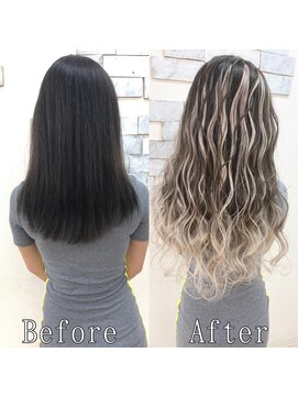 あるじゃんすー 神戸三宮店 ブラック×ホワイトベージュ#シールエクステ#小顔ヘア#黒髪#神戸