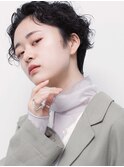 センター分け パーマ ハンサムショート