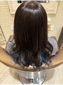 姫カットブルーインナーカラー