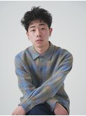 外国人風ラフパーマスパイキーショート無造作ピンパーマ黒髪眉毛