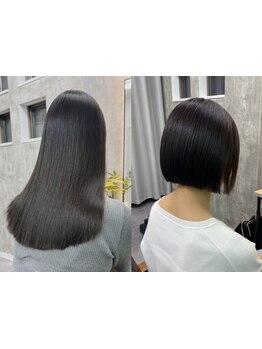 真っすぐになり過ぎない柔らかな仕上がりで、おもわず触れてみたくなるツヤ髪に。