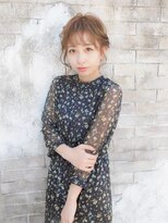 くびれヘア韓国風巻きアプリコットオレンジ夏ハイライトカラー