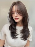 レイヤーカット 透明感カラー アッシュブラウン 韓国風 20代