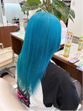 ヘアーアンドエステ ハラダ 滝ノ水店(Hair&Esthe Harada) ブリーチカラー/ライトブルー/ストレートヘア