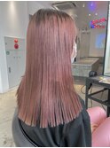 ダブルカラーピンクベージュケアブリーチハイトーン髪質改善